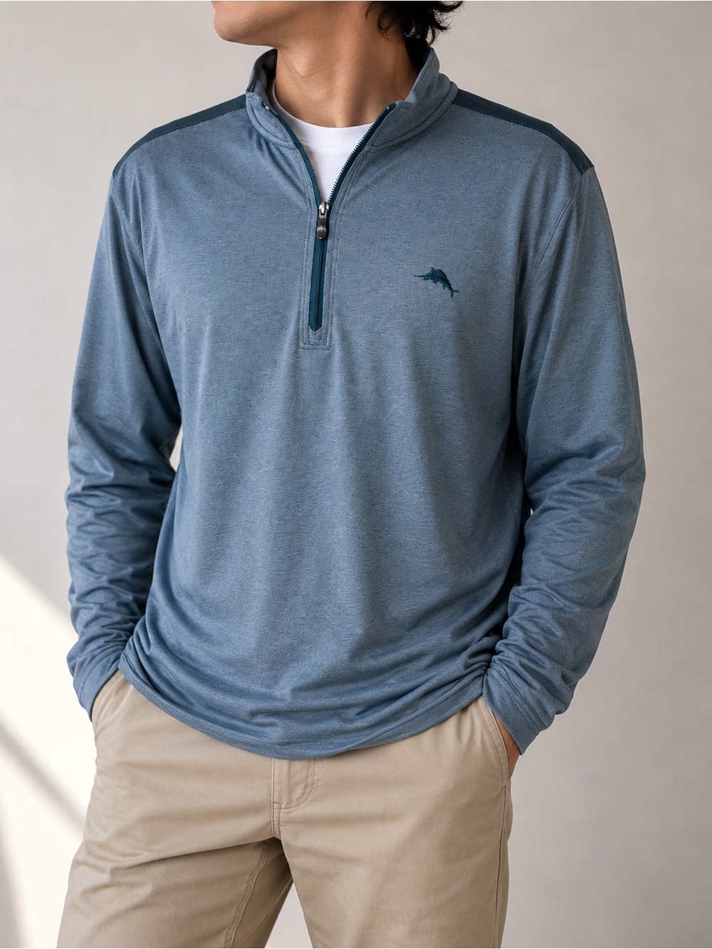 Tommy Bahama Heather Slate Blue Quarter-Zip Pullover